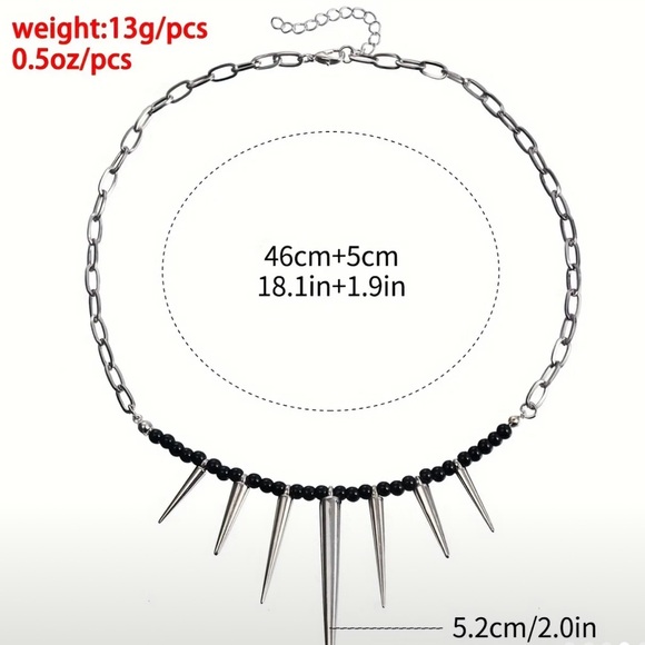 Punk Inspired Chain Link Spike Necklace - Picture 3 of 4
